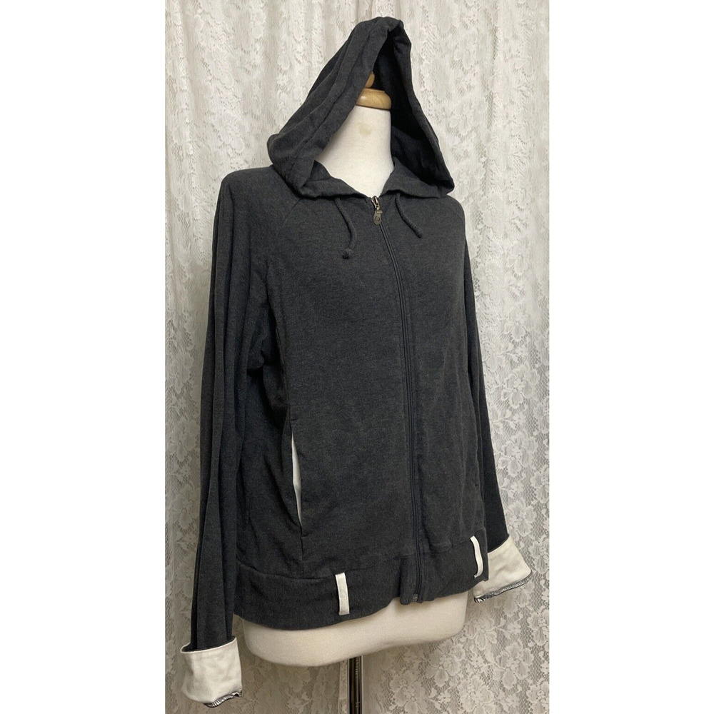 FUDA Women's Sport Hoody Active Wear Grey Yoga Sweeter Zip up Size M